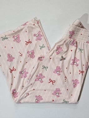 NWT Care Bears Munki Munki Perfect Pajama Pants Womens Small Pink White Stripe